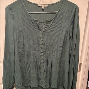 Green Blouse with Pintuck Details